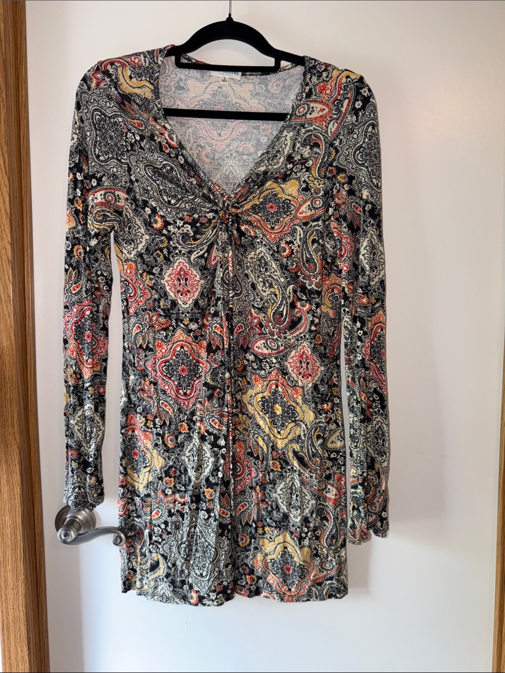 EARTHBOUND Paisley Midi Dress in Black, Red, Yellow